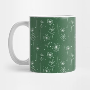 Daisies pattern in green field Mug